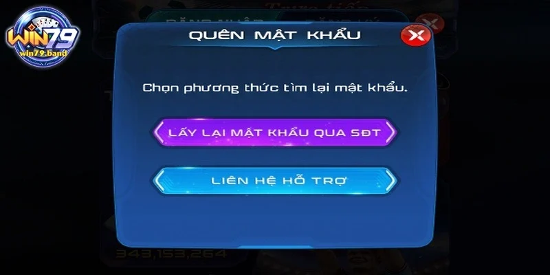 Quên mật khẩu khi đăng nhập Win79